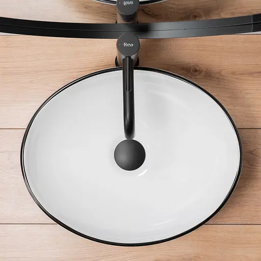 Умивальник Rea Sofia black edge накладний REA-U3217, Білий - фото 4