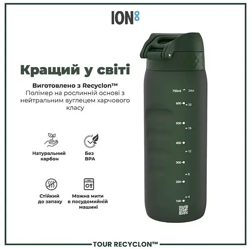 Пляшка для води ION8 750 мл (ЕКО пляшка) BPA Free Dark Green (I8RF750DGRE) - фото 6