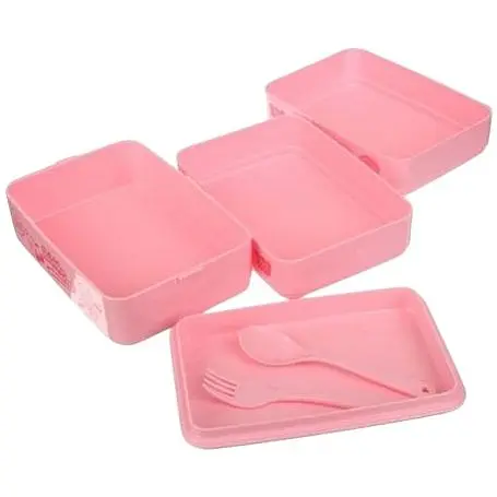 Ланч-бокс детский Laprida, розовый, 4 секции, с ручкой, ложкой и вилкой 2000 мл (61-181-076) - фото 3