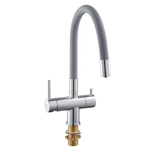 Змішувач для кухні на дві води з гнучким виливом Koer KB-72002-01 KR3383 Хром - фото 8