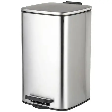 Мусорное ведро Zerix Kubix-TC0108 SS Color с плавным закрытием квадратное 8 л нержавейка (ZX5891)  - фото 1
