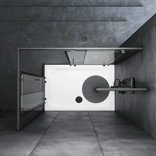 Душевая кабина Am.Pm Gem Twin Slide 120x80 см стекло прозрачное black matt W90UG-404-120280-BT, Черный матовый, Универсальная, прозрачная - фото 4