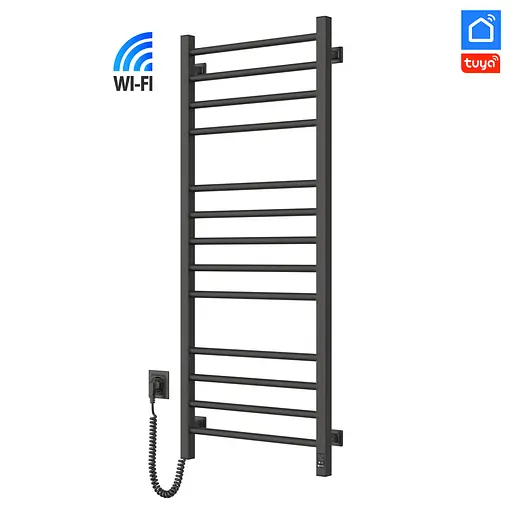 Электрический полотенцесушитель Navin Классик Квадро 500x1200 Sensor с Wi-Fi, левый, черный муар 12-112033-4880, Черный матовый, Левое, Электронный - фото 3