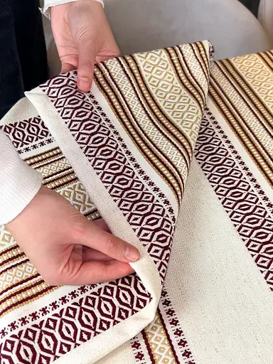 Льняная скатерть рождественская с украинским орнаментом Луч 250х150 см - фото 3