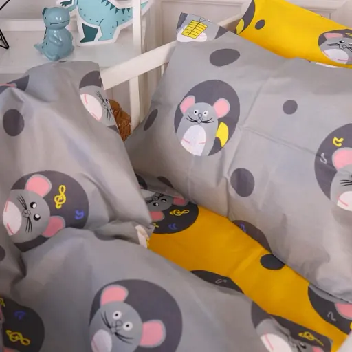 Комплект постельного белья MirSon Бязь 20-0029 Funny mice 160x220 см серо-желтый (2200010267198) - фото 3