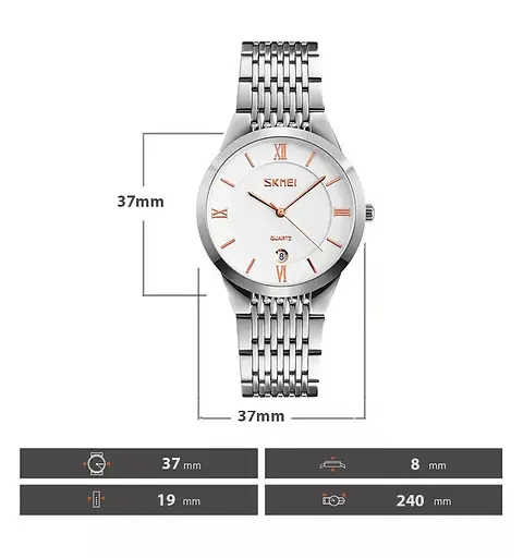 Мужские кварцевые часы Skmei 9139 (Серебристые с золотистыми стрелками) - фото 4