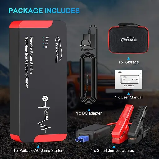 Пуско-зарядний пристрій для автомобіля Yaber 22000mah - фото 8