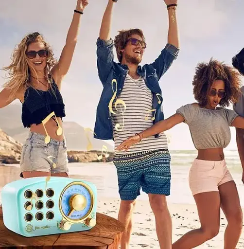 Портативний акумуляторний Bluetooth мінірадіолет Feegar Retro Blue 5W ретро FM радіо - фото 2