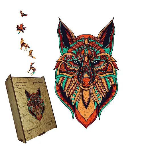 Пазл деревянный Загадочный Лис, А4, Деревянная коробка 100 элементов