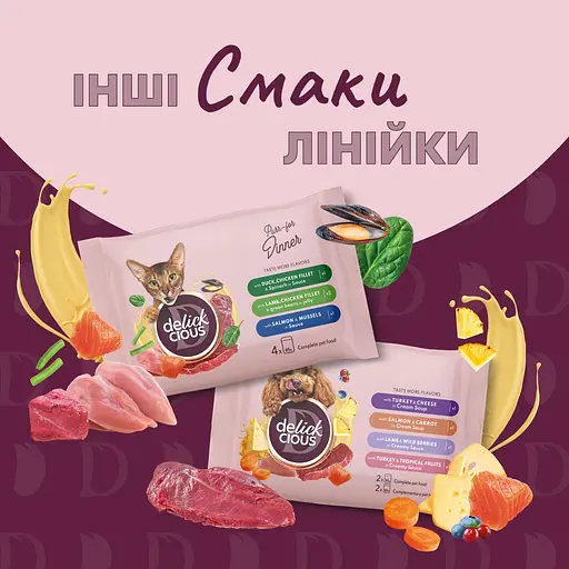 Корм влажный для кошек Delickcious Набор №2 330 г (85 гх2 шт., 80 гх2 шт.) - фото 5