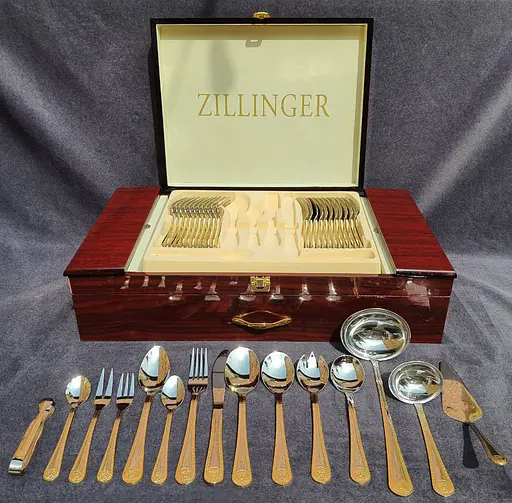 Набор столовых приборов Zillinger ZL-710GS Versace на 12 персон в деревянном кейсе 72 предмета - фото 4