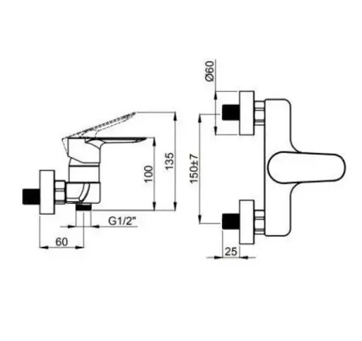 Смеситель для душа Adell Lea однорычажный Хром 30412 - фото 2