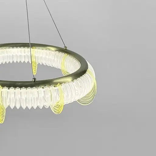 Латунная кольцевая люстра с прозрачными и желтыми пластинами Ø 85 см | Ст. D 236-850 | Line F - фото 2