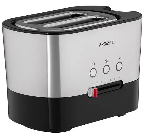 Тостер Ardesto T-K210, Steel Black, 1000W, 2 тости, 2 відділення, 10 режимів підсмажування, автоцентрування, кнопка скасування приготування, підігрів, підсвічення кнопок управління, функція додаткового підйому - фото 4