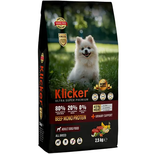 Сухий корм Klicker для дорослих собак монопротеїновий з яловичиною 2.5 кг