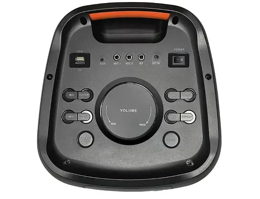 Портативна колонка ZXX-5512 Акустична система 60Вт RGB підсвічування з 2 мікрофонами та пультом 2х8" Чорний - фото 2