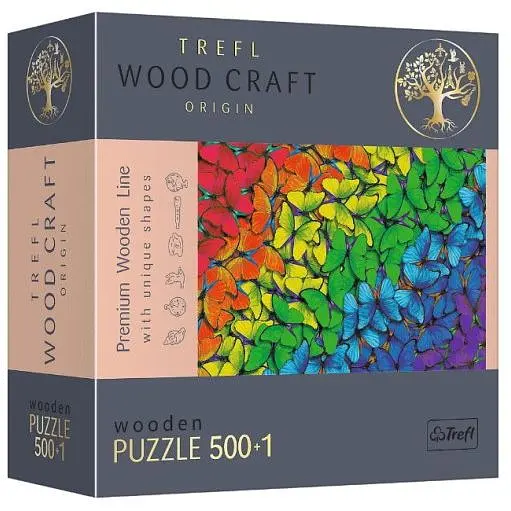 Пазл Trefl деревянный фигурный Цветные бабочки 500+1 эл. (20159)