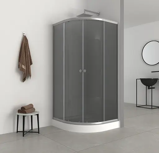 Душевая кабина с низким поддоном Mixxus Plain SCT02-90x90x195-GR Satin серое тонированное стекло 4 мм MI6898, Универсальная, тонированная, хром матовый - фото 5