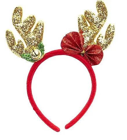 Ободок новорічний СХ-24 Зірки/Ялинки/Олень з паєтками (6968811209248) Роги Оленя Вид 1 - фото 1