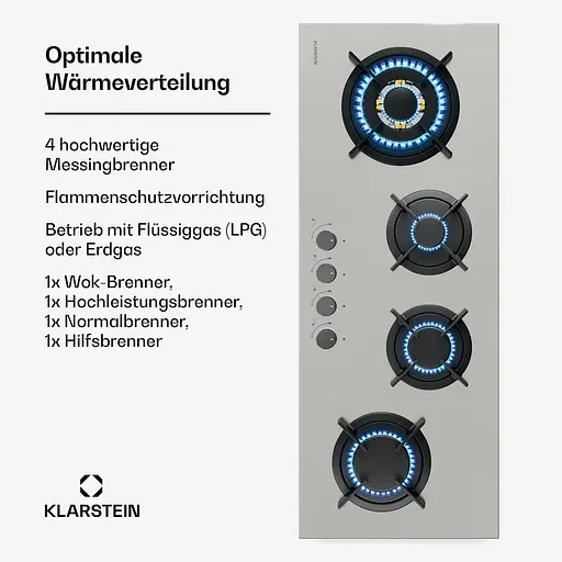 Газова варильна поверхня Klarstein Goldflame 4 Slim (10046473) - фото 5