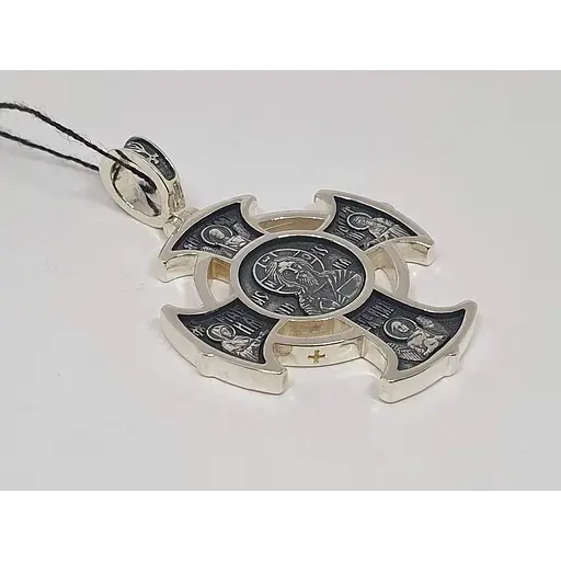 Серебряный крест Харьковская ювелирная фабрика Лики Святых. 3589-Ч - фото 3