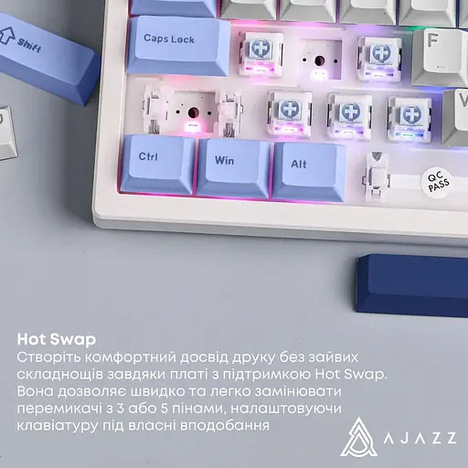 Клавіатура Ajazz AK650 Sea Salt switches Blue White Blue (AK650-SS-BWB) - фото 12