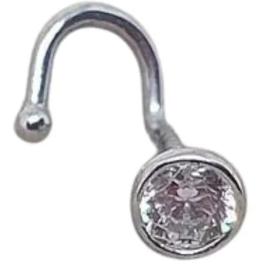 Золотая серьга-пирсинг Столичная Ювелирная Фабрика в нос с фианитом. 360020Б