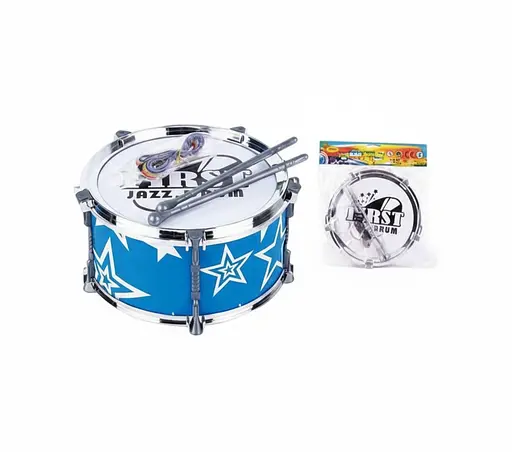 Игрушечный барабан для детей 2251, синий, 27×22×29 см – с палочками и ремешком, в пакете - фото 2