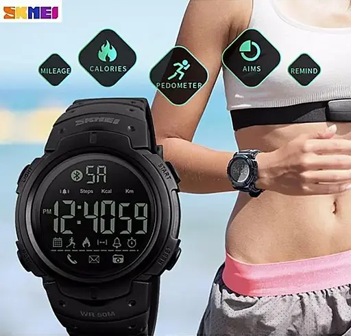 Спортивний жіночий смарт годинник Skmei 1301 Шагомір Bluetooth удароміцний Чорний - фото 5