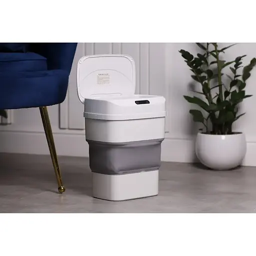 Сенсорне відро для сміття Houhai Industrial складне для дому та офісу 8-17.5 л сіре HPLN1 - фото 8