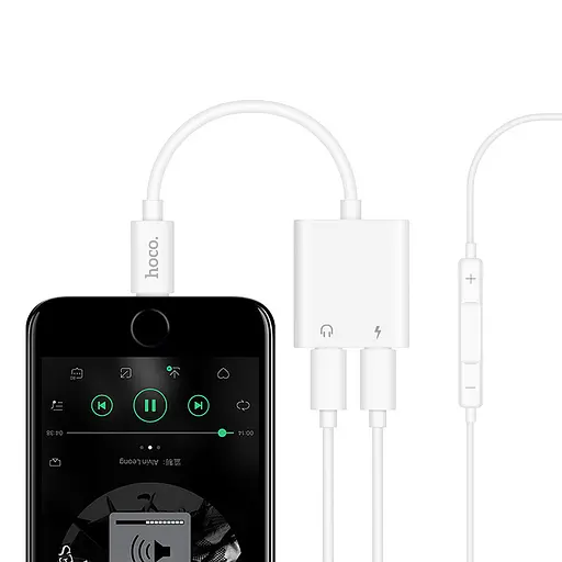 Перехідник 2 в 1 Hoco LS5 Dainty lightning аудіо та заряджання - фото 7