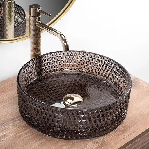 Умивальник Rea Cristal накладний black REA-U9671, Прозорий - фото 2