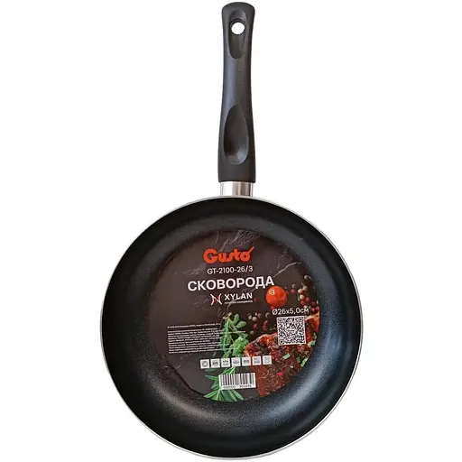 Сковорода Gusto GT-2100-26/3 покрытие Xylan 26 см (80443)