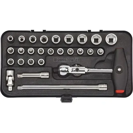 Набір головок торцевих Wurth 1/4" з тріскачкою 3 в 1 в кейс 27 шт. Zebra (096501427) - фото 1