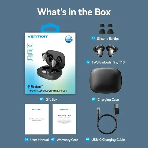Навушники TWS Vention Tiny Earbuds T13 Black - фото 2