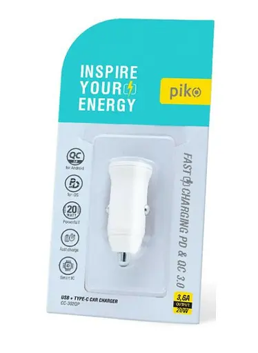 Автомобильный ЗП Piko 20 W USB + Type-C (CC-302QP) белое - фото 4