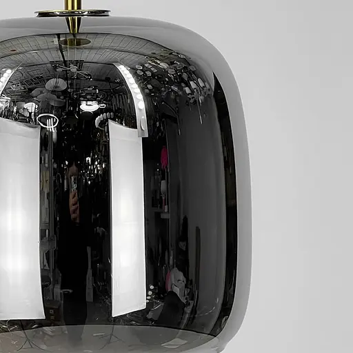 Підвісний світильник BOLLI у латунному корпусі із графітовим плафоном Ø 20х20 см | Line F | Арт. BS12-230 AB+GR - фото 2