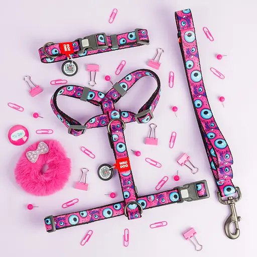 Ошейник для собак нейлоновый Waudog Nylon с QR-паспортом "Глаз монстра" пластиковый фастекс L Ш 25 мм Д 33-49 см - фото 2