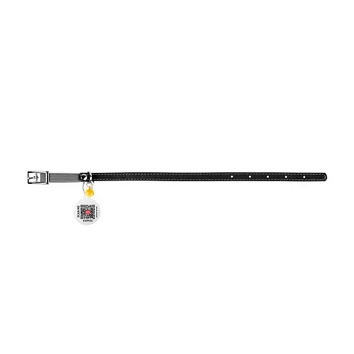 Нашийник для котів шкіряний Waudog Glamour з QR-паспортом без прикрас XXS Ш 9 мм Д 17-20 см чорний - фото 3