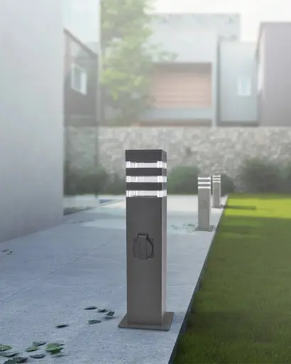 Вуличний світильник стовпчик з розеткою Goldlux 327970 Teksas E27 1x20W IP44 Gr - фото 2