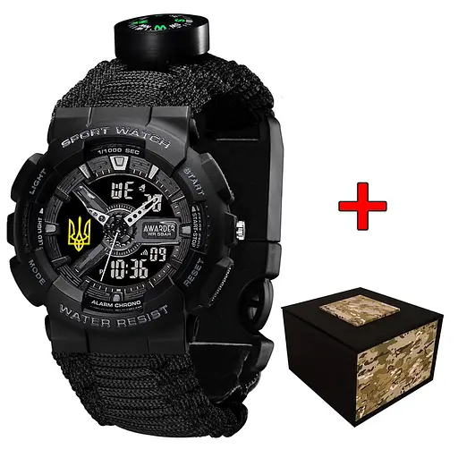 Awarder 005P Тризуб золото Black Паракордовий ремінець Black + Коробка