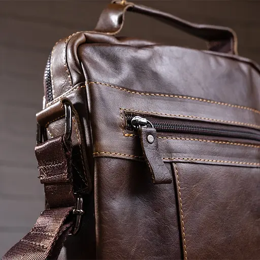 Сумка кожаная мужская Vintage 23х26х6 см sum0012334 - фото 7