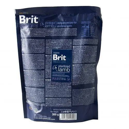 Сухий корм Brit Premium Cat Nature Sterilized Lamb для стерилізованих кішок, з ягням, 300 г - фото 3