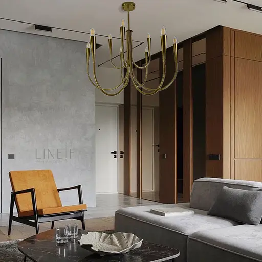 Изысканная золотая люстра ODENSA на 9 ламп Line.F MJ 107/9 - фото 9