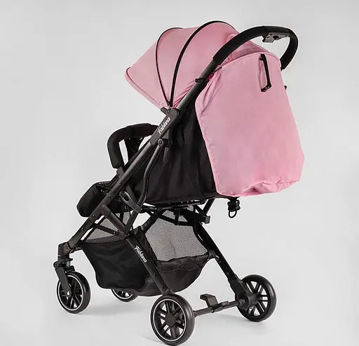 Прогулочная детская коляска Joy Fabiana 65102 (розовая) со стальной рамой, футкавером и подстаканником - фото 4
