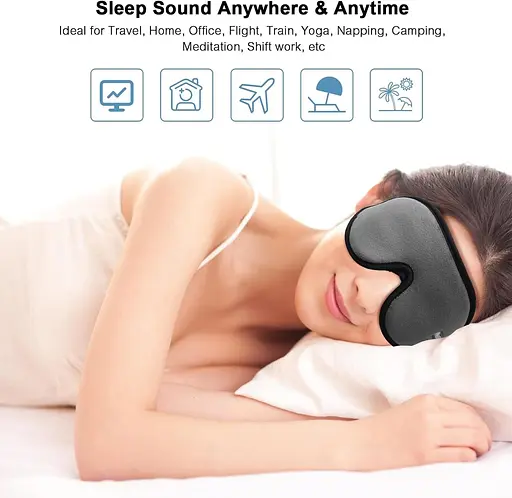 Маска для очей WellSync для сну, 3D контурна маска для сну, пов'язка на очі, накладки на очі з регульованим ремінцем, блокування - фото 3