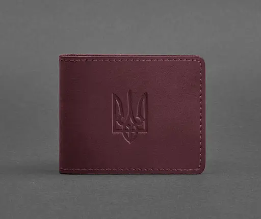 Кожаная обложка для удостоверения с гербом, бордовый Crazy Horse - фото 1