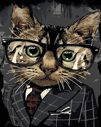 Набор для росписи по номерам Деловой котик, Strateg, 40x50 см, GS1024