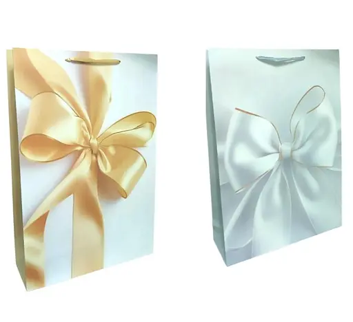 Подарунковий пакет картонний, 200 г/м², З бантом, 40x55x15 см, 2 шт. в упаковці (В асортименті)