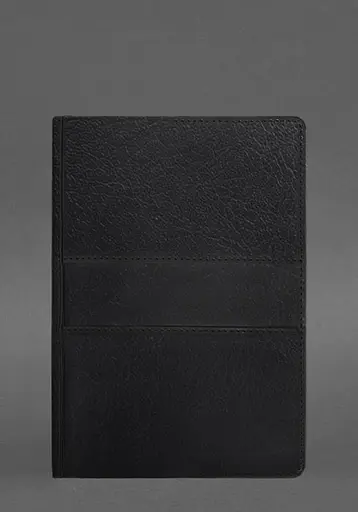 Кожаный блокнот А5 (софт-бук) 9.3 черный краст - фото 1